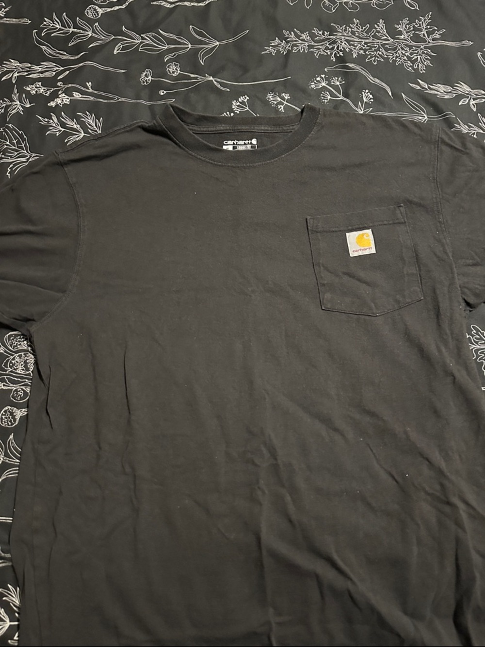 Carhartt Black Short-Sleeve Pocket Tee with Logo Patch